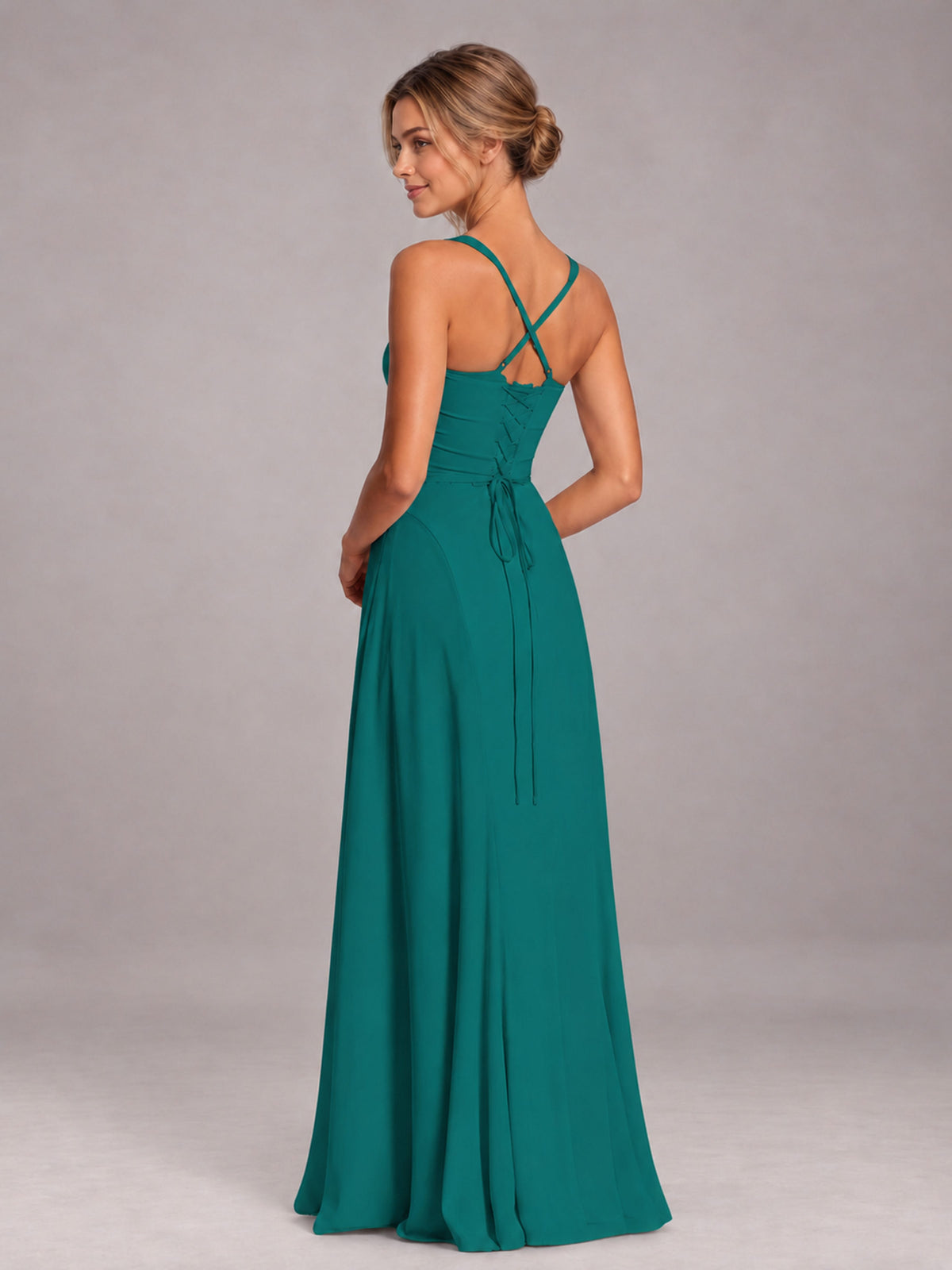 Teal A-Line Sweetheart Sleeveless Floor-Length Bridesmaid Dress