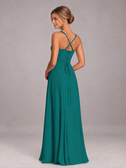 Teal A-Line Sweetheart Sleeveless Floor-Length Bridesmaid Dress
