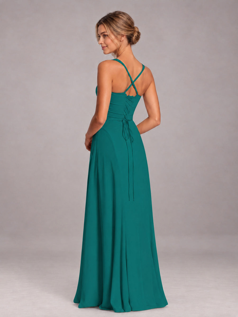 Teal A-Line Sweetheart Sleeveless Floor-Length Bridesmaid Dress