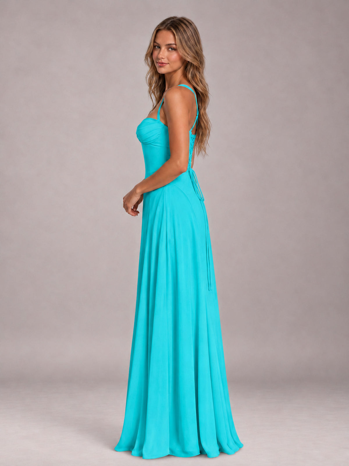Turquoise A-Line Sweetheart Sleeveless Floor-Length Bridesmaid Dress