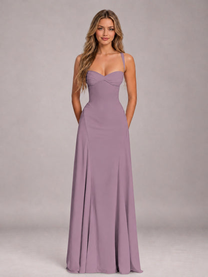 Wisteria A-Line Sweetheart Sleeveless Floor-Length Bridesmaid Dress