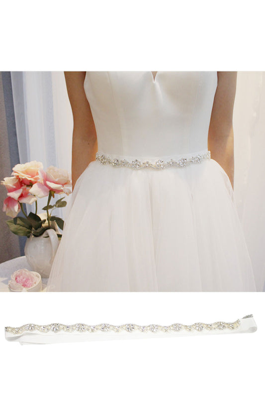 Elegant Bridal Imitation Pearl Rhinestone Wavy Belt