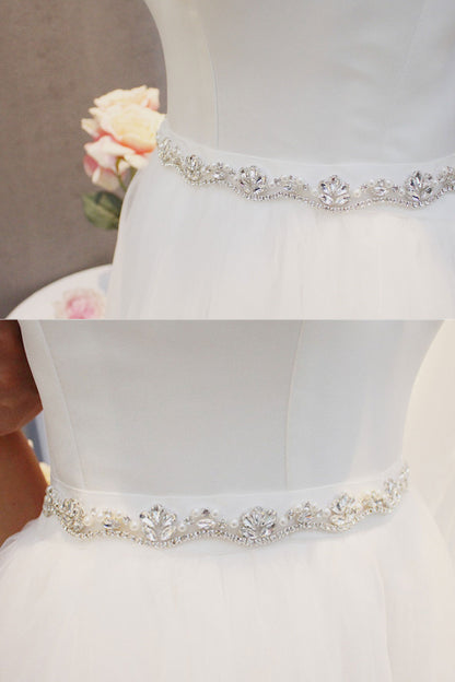Elegant Bridal Imitation Pearl Rhinestone Wavy Belt