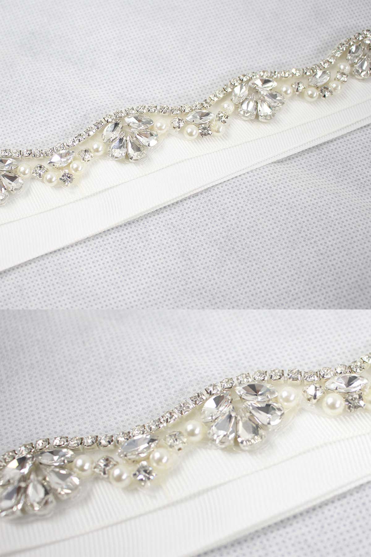 Elegant Bridal Imitation Pearl Rhinestone Wavy Belt