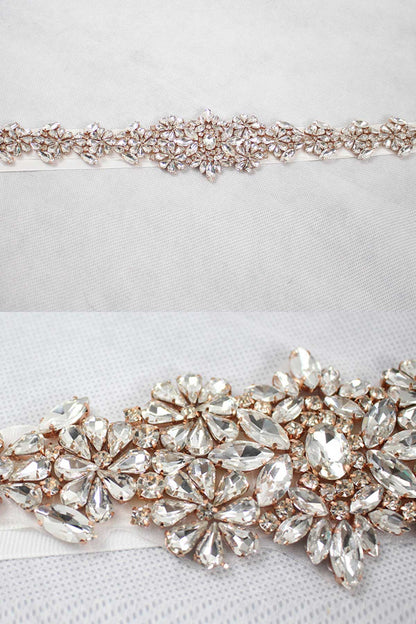 Gorgeous Bridal Imitation Rhinestone Ribbon Waist Belt