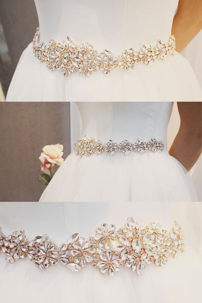 Gorgeous Bridal Imitation Rhinestone Ribbon Waist Belt