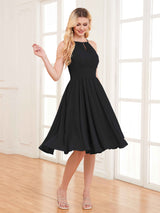 Charming Halter Neck Knee Length Chiffon Bridesmaid Dresses