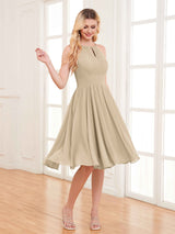 Charming Halter Neck Knee Length Chiffon Bridesmaid Dresses