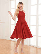 Charming Halter Neck Knee Length Chiffon Bridesmaid Dresses