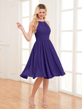 Charming Halter Neck Knee Length Chiffon Bridesmaid Dresses