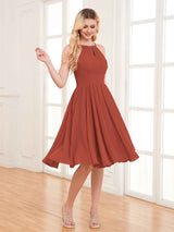 Charming Halter Neck Knee Length Chiffon Bridesmaid Dresses
