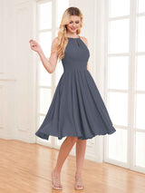 Charming Halter Neck Knee Length Chiffon Bridesmaid Dresses