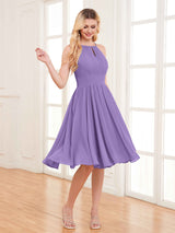 Charming Halter Neck Knee Length Chiffon Bridesmaid Dresses
