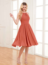 Charming Halter Neck Knee Length Chiffon Bridesmaid Dresses