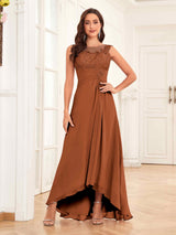 Charming Illusion Ruched High Low Chiffon Mother Of The Bride Dresses