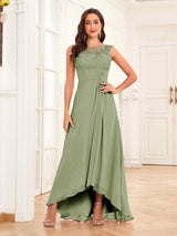 Charming Illusion Ruched High Low Chiffon Mother Of The Bride Dresses