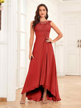 Charming Illusion Ruched High Low Chiffon Mother Of The Bride Dresses