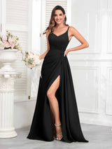 Charming Spaghetti Straps Ruched Pleated Chiffon Bridesmaid Dresses