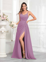 Charming Spaghetti Straps Ruched Pleated Chiffon Bridesmaid Dresses