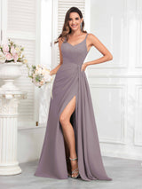 Charming Spaghetti Straps Ruched Pleated Chiffon Bridesmaid Dresses