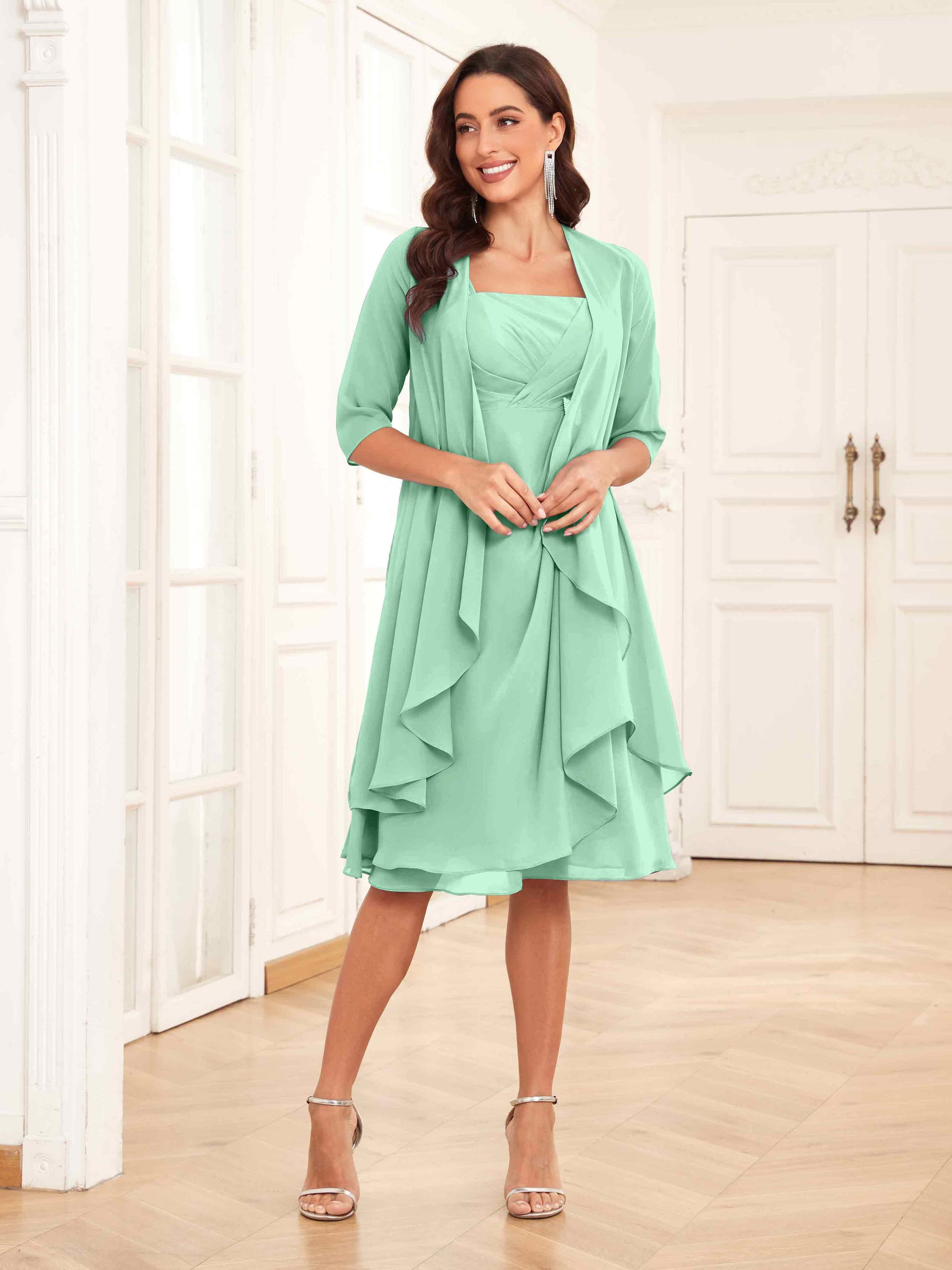 Chiffon Dresses For Wedding Elegant A-line Chiffon Tea Length Short Mother Of The Bride Dresses With Jacket Dresses For Wedding Mom Of Groom Chiffon Dresses For Wedding Elegant A-line Chiffon Tea Length Short Mother Of The Bride Dresses With Jacket Dresses For Wedding Mom Of Groom