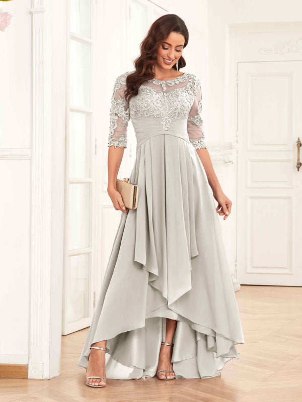 Ivory Chic Half Sleeves Ruffles Lace Appliques Mother Of The Bride Dresses