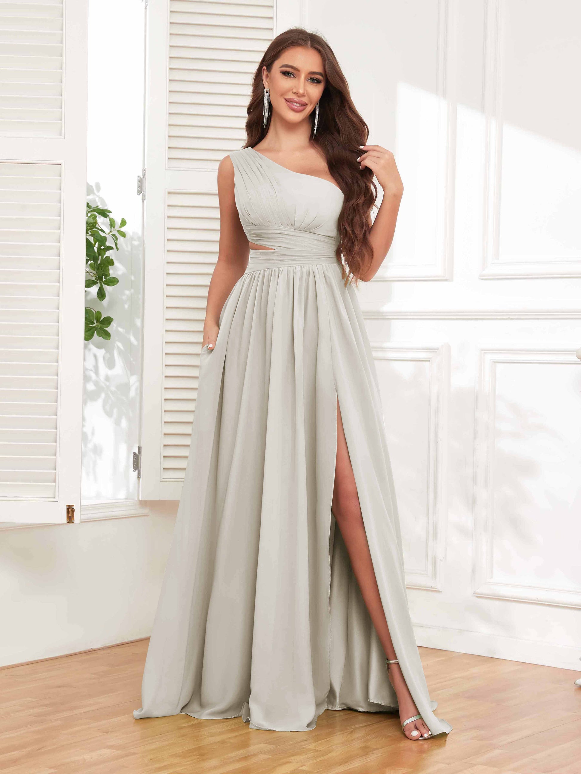 ivory chiffon bridesmaid dresses Wedtrend Women V-Neck Long Floor Length Chiffon Bridesmaid Dress, Ivory