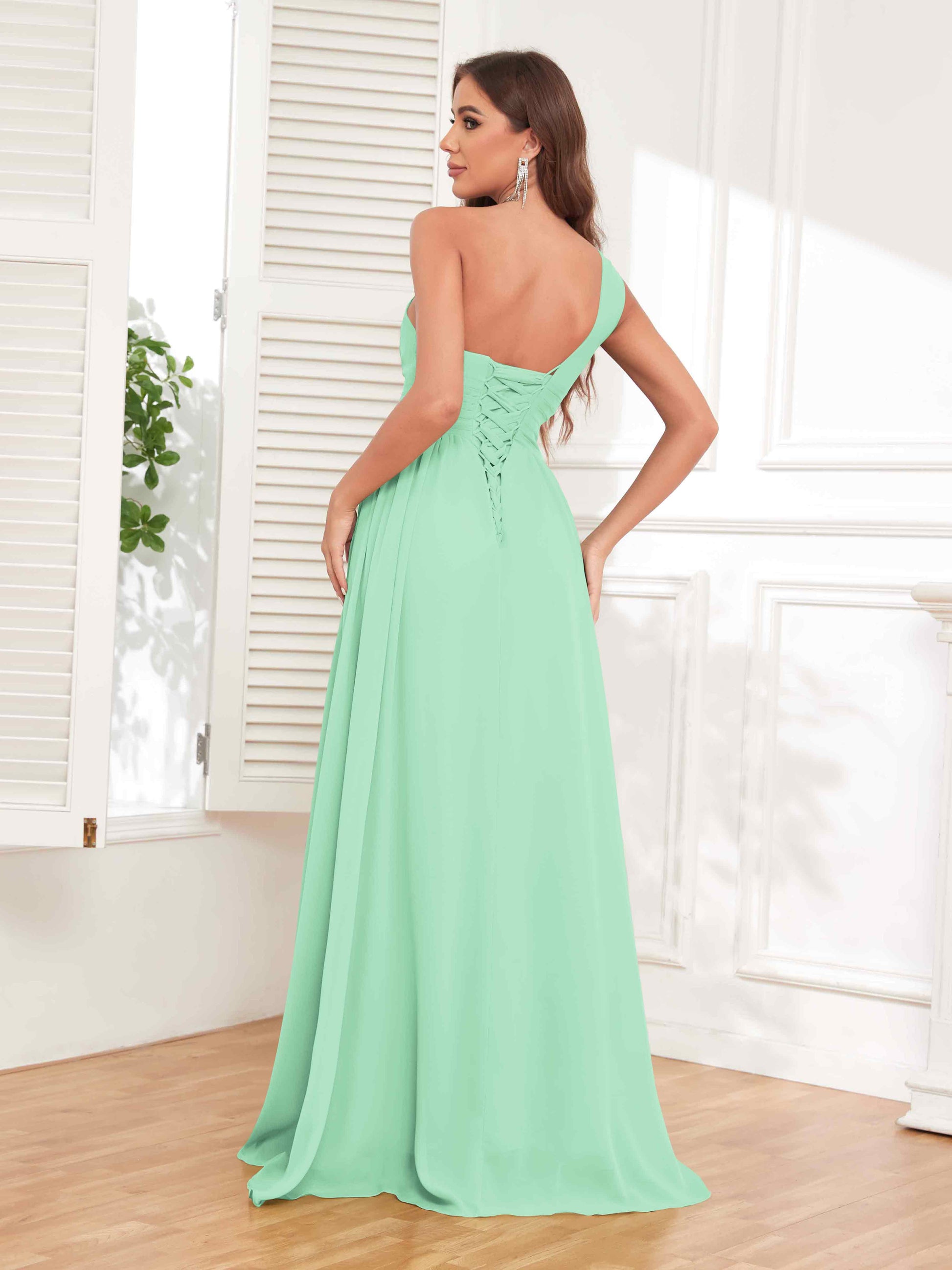 cutout bridesmaid dress Chiffon One-Shoulder Cutout Bridesmaid Dress