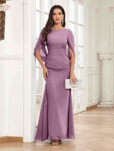 Chic Pleated Trumpet Floor Length Chiffon Mother Of The Bride Dresses