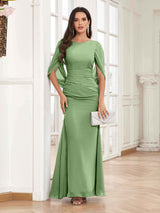 Chic Pleated Trumpet Floor Length Chiffon Mother Of The Bride Dresses
