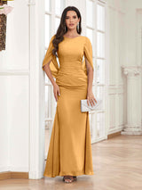Chic Pleated Trumpet Floor Length Chiffon Mother Of The Bride Dresses