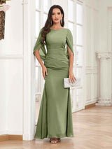 Chic Pleated Trumpet Floor Length Chiffon Mother Of The Bride Dresses