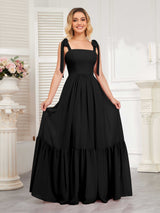 Chic Sleeveless Lace Up Back Floor Length Chiffon Bridesmaid Dresses