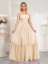 Chic Sleeveless Lace Up Back Floor Length Chiffon Bridesmaid Dresses