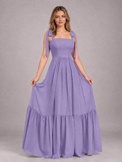 Tahiti Chic Sleeveless Lace Up Back Floor Length Chiffon Bridesmaid Dress