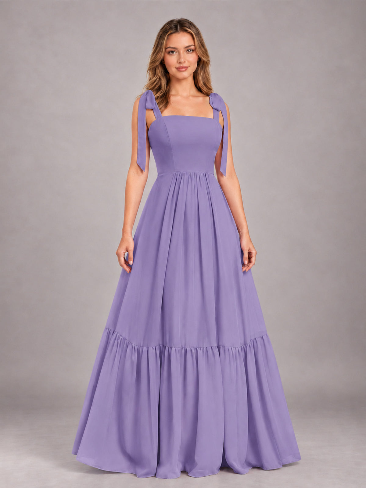 Tahiti Chic Sleeveless Lace Up Back Floor Length Chiffon Bridesmaid Dress