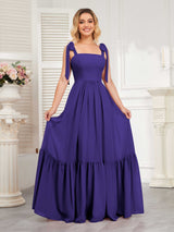 Chic Sleeveless Lace Up Back Floor Length Chiffon Bridesmaid Dresses