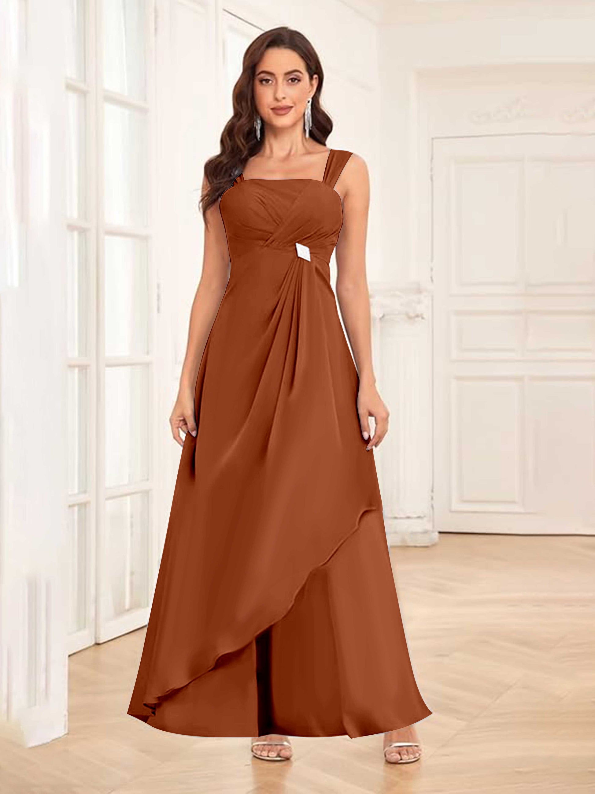 Chic Two-Pieces Ruched Long Chiffon Mother Of The Bride Dresses mollyevers.com Chic Two-Pieces Ruched Long Chiffon Mother Of The Bride Dresses mollyevers.com