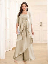 Chic Two-Pieces Ruched Long Chiffon Mother Of The Bride Dresses