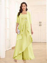 Chic Two-Pieces Ruched Long Chiffon Mother Of The Bride Dresses