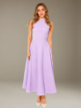 Free Shipping Classic High-Neck Sleeveless Tea Length Formal Dress