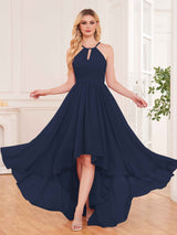 Classy Halter Asymmetrical Bow Back Chiffon Bridesmaid Dresses