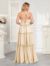 Classy Spaghetti Straps Ruched Floor Length Chiffon Bridesmaid Dresses