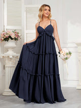 Classy Spaghetti Straps Ruched Floor Length Chiffon Bridesmaid Dresses