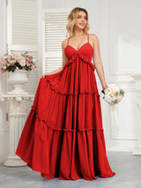 Classy Spaghetti Straps Ruched Floor Length Chiffon Bridesmaid Dresses