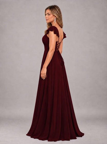 Cabernet Classy Sweetheart Pleated Chiffon Bridesmaid Dress With Pockets