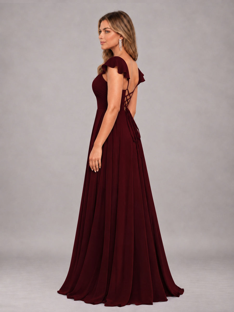 Cabernet Classy Sweetheart Pleated Chiffon Bridesmaid Dress With Pockets