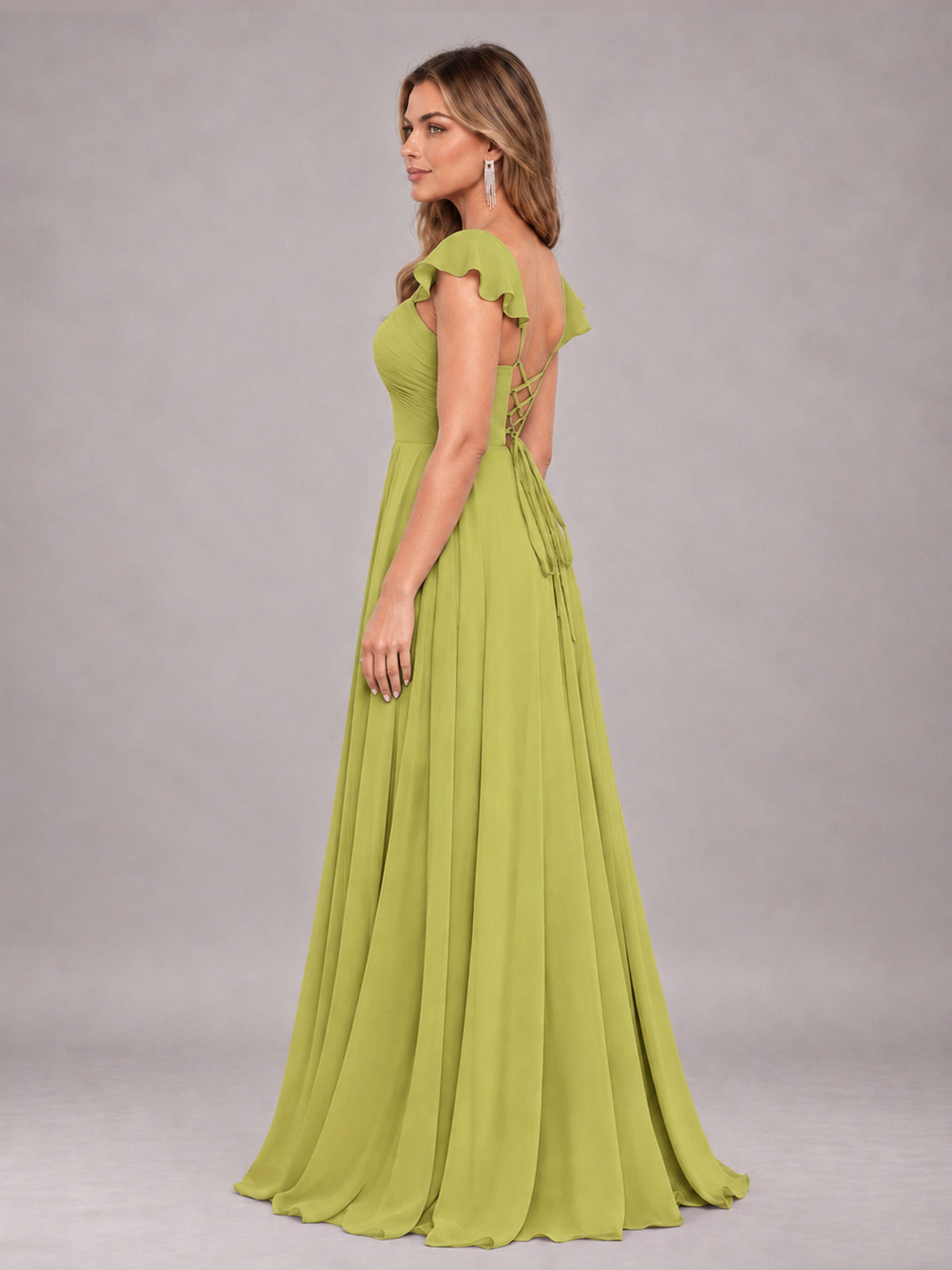 Chartreuse Classy Sweetheart Pleated Chiffon Bridesmaid Dress With Pockets