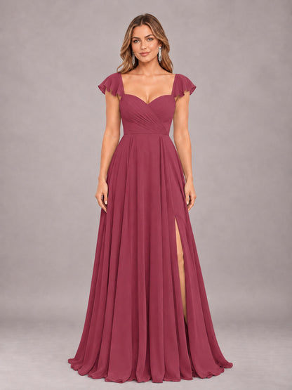 Cinnamon Rose Classy Sweetheart Pleated Chiffon Bridesmaid Dress With Pockets