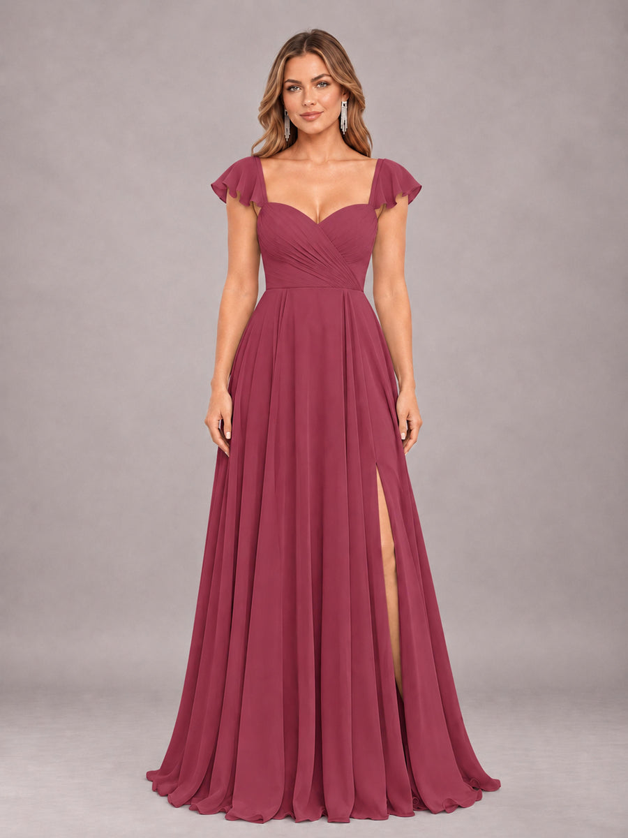 Cinnamon Rose Classy Sweetheart Pleated Chiffon Bridesmaid Dress With Pockets